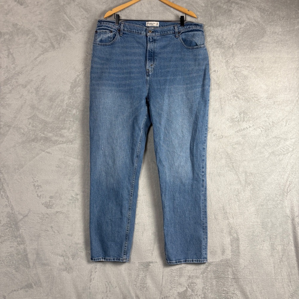 Abercrombie & Fitch The 90s Straight Ultra High Rise Jeans Curve Love Blue 35/20